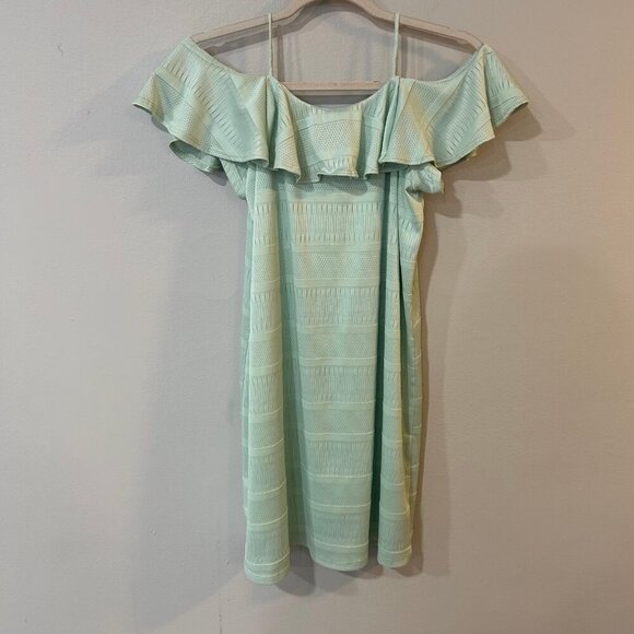 Vava By Joy Han Mint Green Off The Shoulder V-Neck Mini Dress Size Medium - Picture 5 of 6